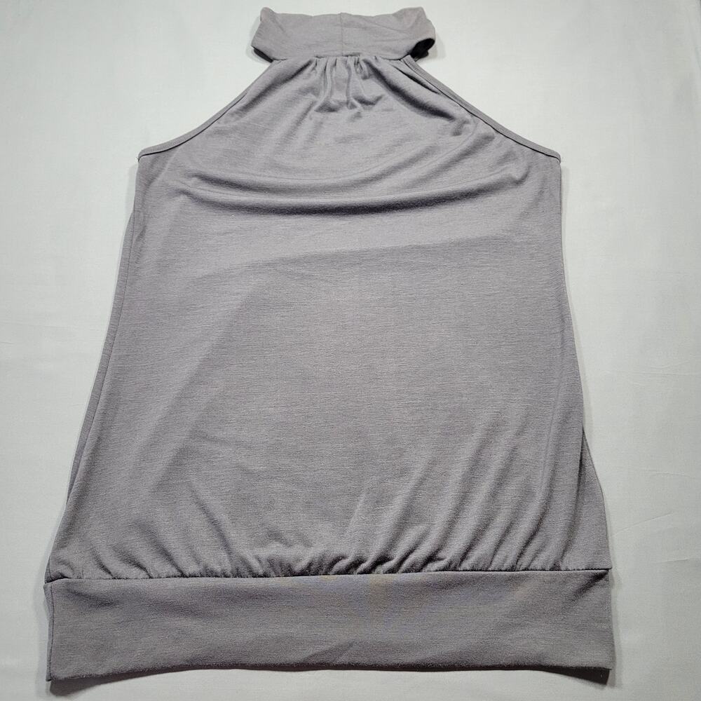 Fleurish Womens Shirt Size L Juniors Gray Stretch Sleeveless High Empress Neck
